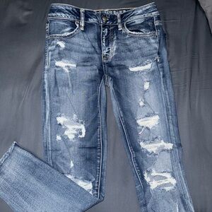 American Eagle Outfitters Distressed Dark Blue Skinny Jeans